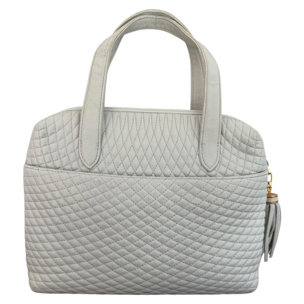 Bally Quilted Leather Satchel Handbag w/ Matching Wallet | Ivory/Cream - Picture 3 of 16